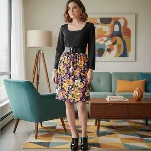 🧡💛🩷70s Vintage, barkcloth and double knit maxi. flower power. Psychedelics.